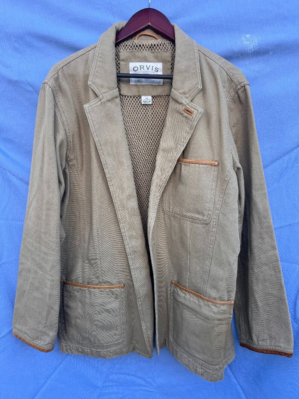 Vintage Orvis Chore Barn Field Elbow Patches Jacket Khaki Tan Men's 44